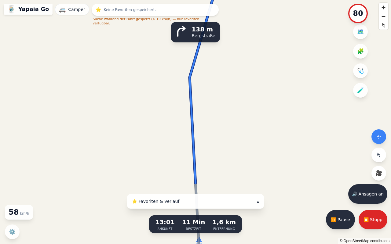 Yapaia Go im Fahrmodus