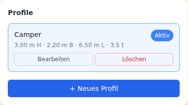 Fahrzeugprofil in Yapaia Go